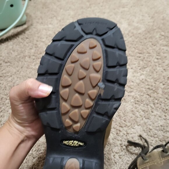 Mens Keen Light Brown Nubuck Leather Lace Up Hiking Outdoor Boots Size 12 - Picture 3 of 16